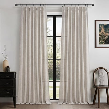 Linen Pleated Greyish Brown Curtains 96 Inches Long by PleatedDrapes