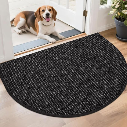 BEQHAUSE Dirt Trapper Door Mat 26" x 40" Half Circle Non Slip Rugs, Absorbent by BEQHAUSE