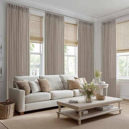 Burlywood Pinch Pleated Extra Long Semi Sheer Curtains 105 Inches Long 50W | - Image 7