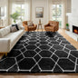 7x9 Area Rugs for Living Room Bedroom, Fluffy Black and White Geometric Rug | by ONASAR