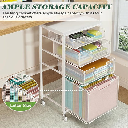 Sbanmao 4 Drawer Rolling File Cart - Image 4