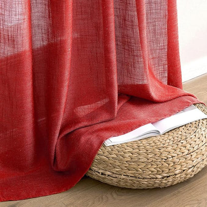 MIULEE Red Linen Short Curtains 52x63 Inch Long 2 Panel - Image 7