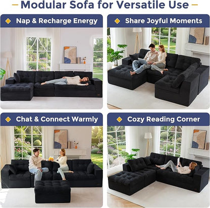 MAXYOYO 132" L Shaped Modular Sectional Sofa - Image 4