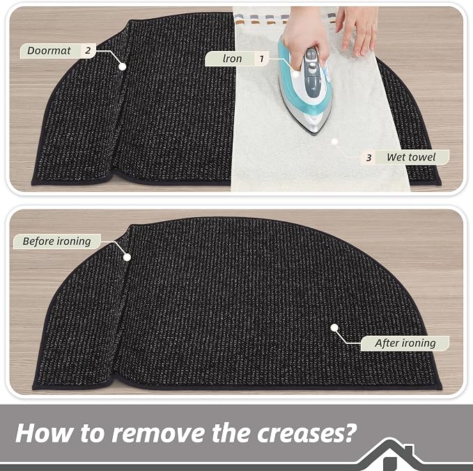 BEQHAUSE Dirt Trapper Door Mat 32" x 48" Half Circle Non Slip Rugs, Absorbent - Image 9