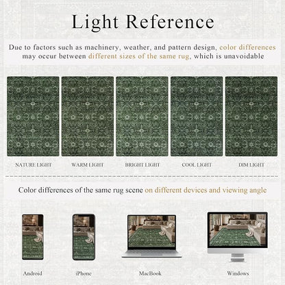 Schweek 8x10 Washable Area Rugs Vintage Non Slip Carpet - Image 6