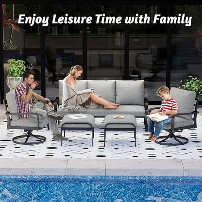 HOMREST Patio Furniture Sets 6 PCS Outdoor Metal Conversation Sets, 360 Degree - Image 7