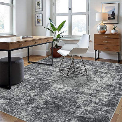 6x9 Area Rugs for Living Room Washable Bedroom Dining Room Black Grey | Modern - Image 3