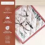 Maison d' Hermine Pot Holders Set 100% Cotton Heat Resistant Potholders 8" x 8" Hot Pads with Loop BBQ, Cooking, Baking, Grilling, Kitchen, Handling Hot Pans (Pack of 2, Rural Christmas)