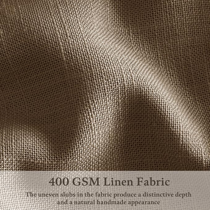 Dutch Cocoa Pleated Thick Linen Semi Sheer Curtains 108 Inch Long 2 Panels | - Image 4