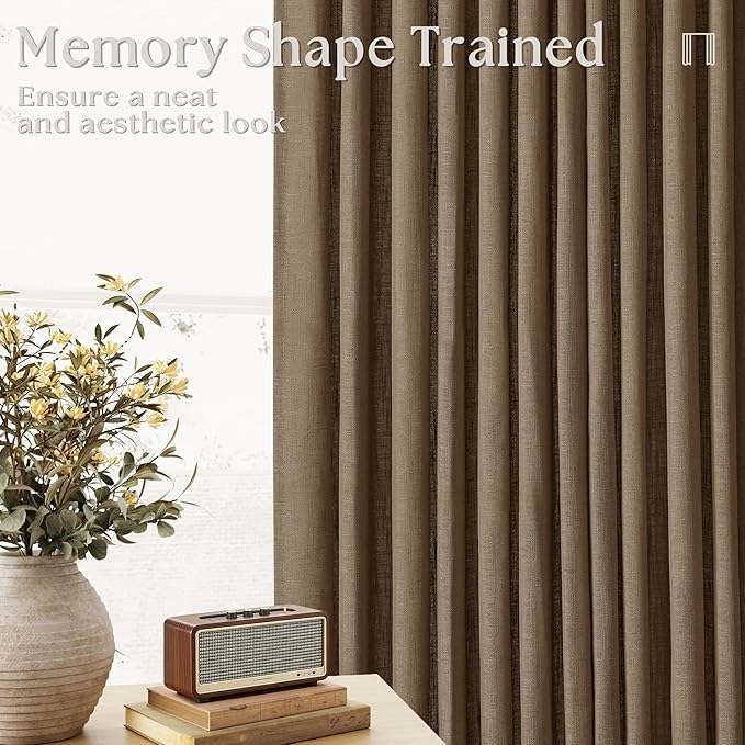 Dutch Cocoa Pinch Pleat Linen Curtains 102 Inches Long 60 Inch Wide 1 Panel | - Image 3