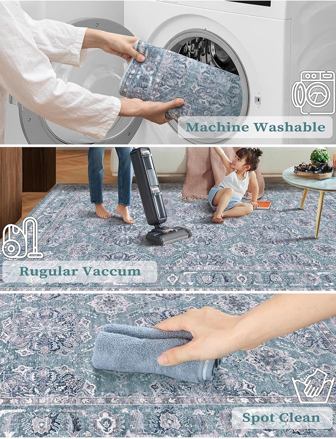 SERISSA 2'6"x10' Washable Non Slip Floral Boho Runner Rug - Image 2