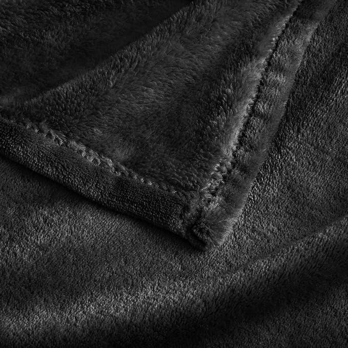 BEDELITE Fleece Blanket Soft Plush Oversized Bed Blanket Black 120"x120" | - Image 6