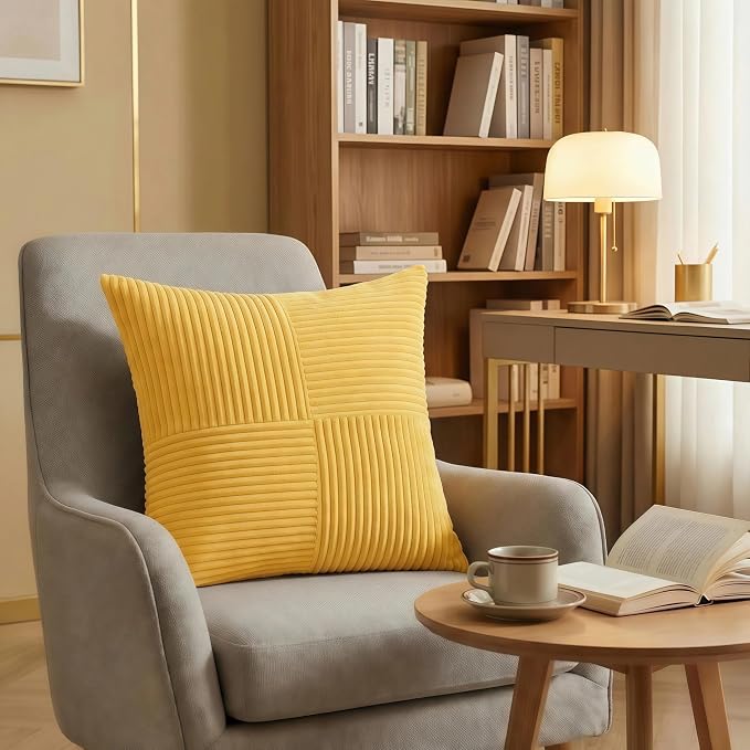 Fancy Homi 2 Packs Yellow Decorative Throw Pillow Covers 22x22 Inch - Image 2
