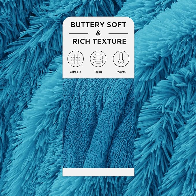 Bedsure GentleSoft Fluffy Bright Blue Throw Blanket Gifts - Image 2