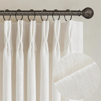 Natural Pinch Pleated Linen Semi Sheer 84 Inch Curtains 2 Panels | Pinch Pleat by Twodrapes