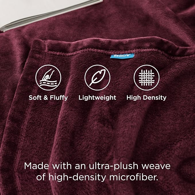 Bedsure GentleSoft Fleece Blanket Twin Size Red - Image 3