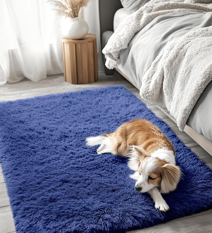 OLANLY 4x4 Machine Washable Accent Rug, Soft Fluffy Shaggy Area Rug - Image 7