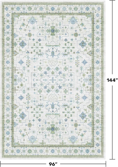 Cream Green Large 8x12 Area Rug - Image 2