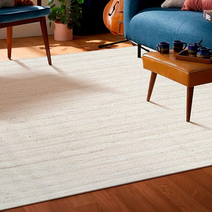 Hausattire Hand Woven Jute Braided Rug, Off White | 100% natural jute, - Image 5