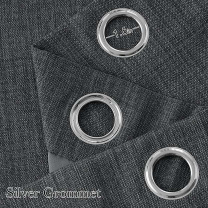 NICETOWN Short Faux Linen Charcoal Gray Blackout Curtains 63 inches Long - Image 2