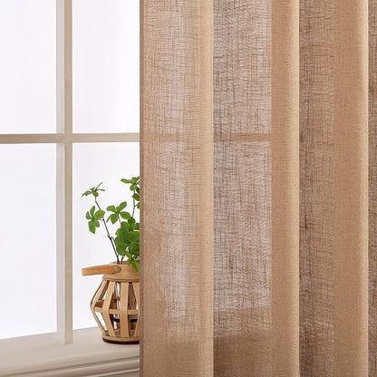 MIULEE Brown Linen Curtains 37x84 Inch Long - Image 5