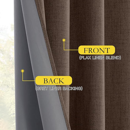 NICETOWN Brown Vintage Linen 100% Blackout Curtains - Image 8