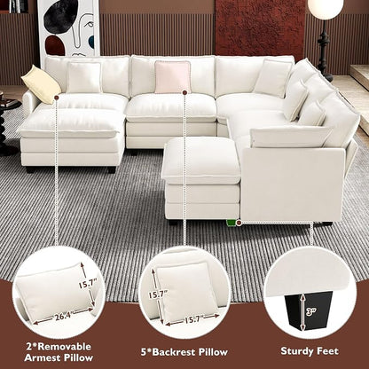 Ihanherry 114" V-Shaped Modern Sofa Modular Sectional Cloud Couch - Image 6