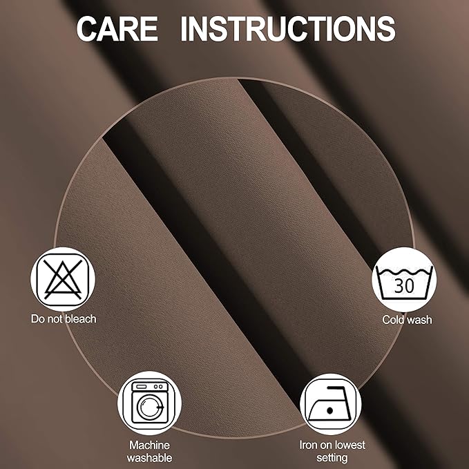 Chocolate Brown Thermal Blackout Curtains/52 x 72 Inch/Set of 2 Panels Room - Image 4