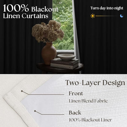 Ivory 94 Inch Long Blackout Curtains Thick Linen Pinch Pleated | Light Blocking - Image 2