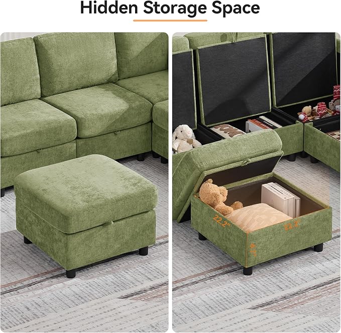 104'' U Shaped Modular Sofa, Sectional Couches - Image 7