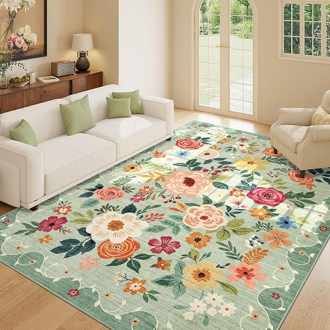 DUKINO 5x7 Area Rug, Floral Rugs - Image 9