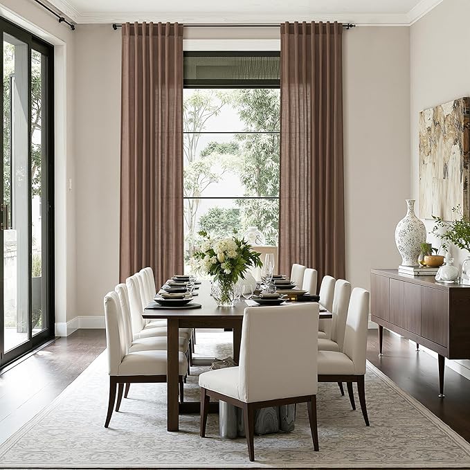 Caramel Brown Linen Curtains for Living Room Extra Long 126 Inches Long Back - Image 6