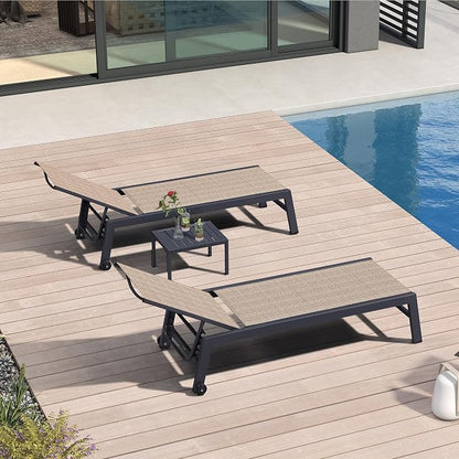 PURPLE LEAF Outdoor Chaise Lounge Set of 4 Aluminum Patio Lounge Chair - Image 3