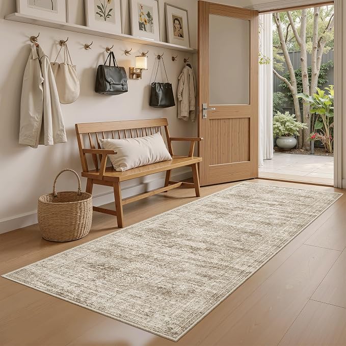 Soalmost Runner Rug 2x6 Washable Kitchen Hallway Runners Non-Slip Brown | Soft by Soalmost