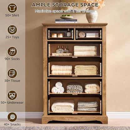 T4TREAM 48" Tall 6 Drawers Dresser Chests - Image 3