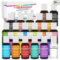 24 Color Cake Food Coloring Liqua-Gel Decorating Baking Primary & Secondary Colors Deluxe Set - U.S. Cake Supply 0.75 fl. oz. (20ml) Bottles - Made in the U.S.A.