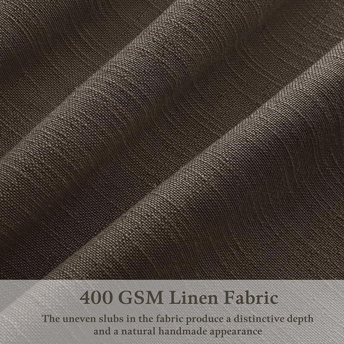 Dark Brown Linen Pleated Memory Shape Light Filtering Curtains 86 Inch Long | - Image 2