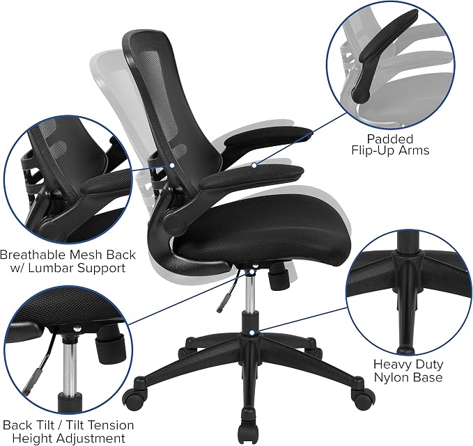 Flash Furniture Set of 4 Mid-Back Swivel Ergonomic Task Office Chairs - Image 5
