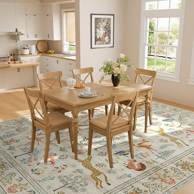 DUKINO 8x10 Area Rugs, Washable Soft Animal Bedroom Rug Non Slip, Low Pile - Image 4