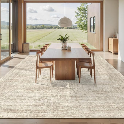 Soalmost 12x15 Washable Area Rugs Soft Living Room Rug Abstract Beige | Large - Image 8