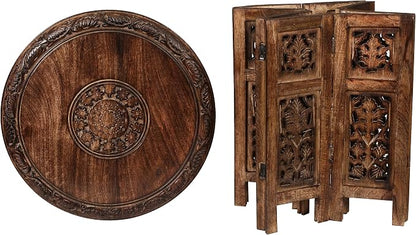 Lightnpro Handcrafted Wooden Round Accent Table - Image 4
