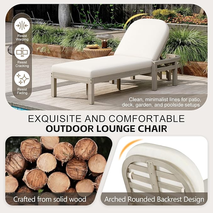 Outdoor Chaise Lounge Chair Set of 4, Patio Chaise Lounge Recliner - Image 9
