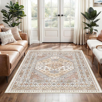 3x5 Washable Area Rug for Entryway Non Slip Kitchen Rugs, Floral Soft Living - Image 3