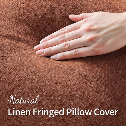 MIULEE Linen Fringe Decorative Fall Throw Pillow Covers Late Autumn 18x18 | Set - Image 2