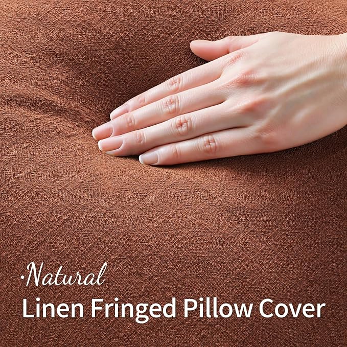 MIULEE Linen Fringe Decorative Fall Throw Pillow Covers Late Autumn 20x20 | Set - Image 7