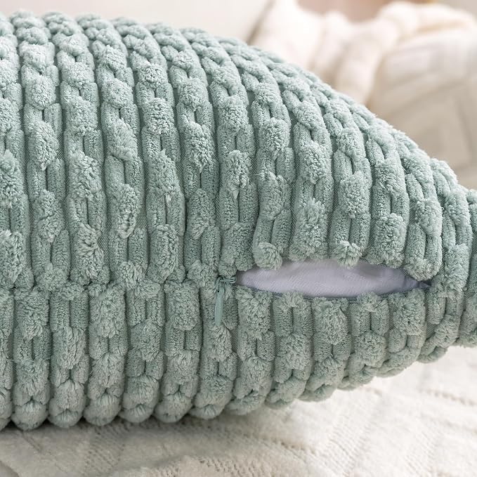 Set of 4 Aqua Decorative Throw Pillow Covers 26x26 Inch Corduroy Pillow Covers - Image 5