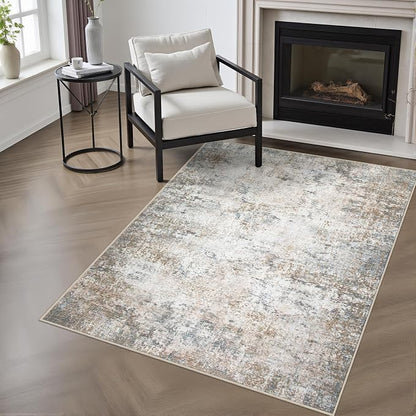 Area Rug Living Room: 3x5 Modern Washable Indoor Soft Carpet Brown | by FXRHLP