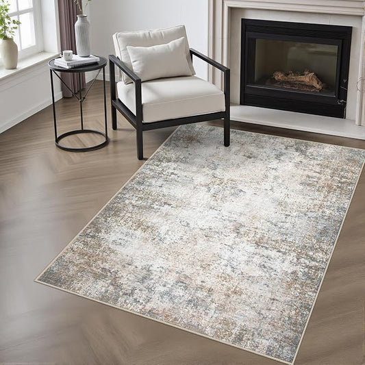 Area Rug Living Room: 3x5 Modern Washable Indoor Soft Carpet Brown | by FXRHLP
