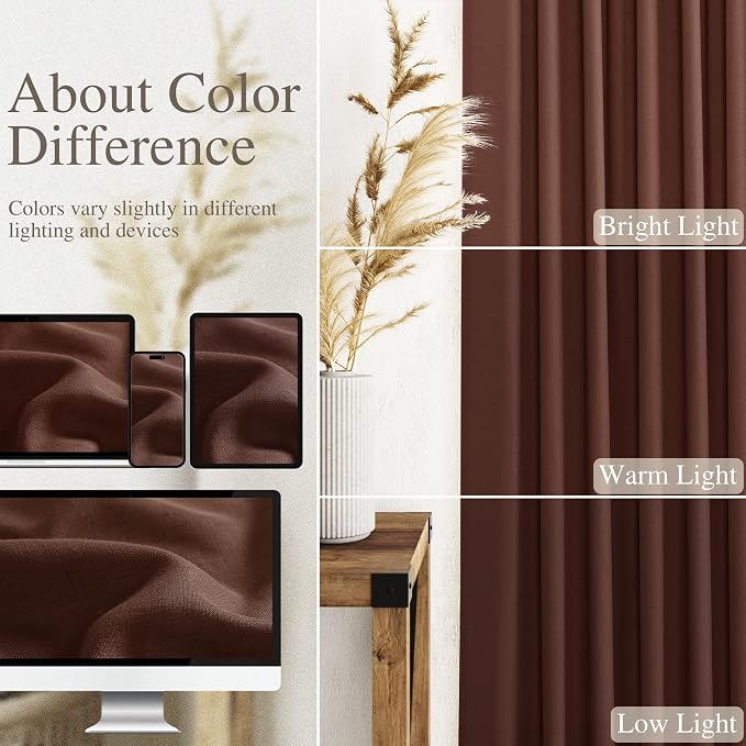 Rustic Brown Linen Curtains 72 Inch Length - Image 3