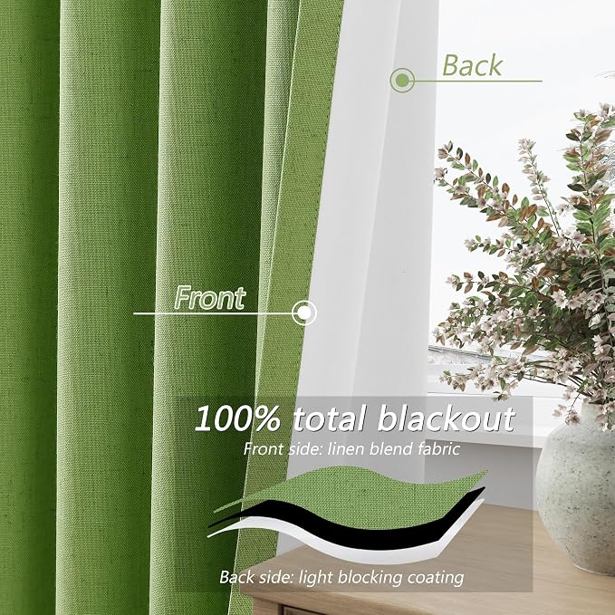 100% Blackout Curtains 96 Inch Length 2 Panels Set - Image 4